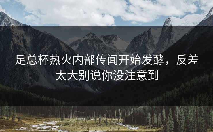 足总杯热火内部传闻开始发酵，反差太大别说你没注意到