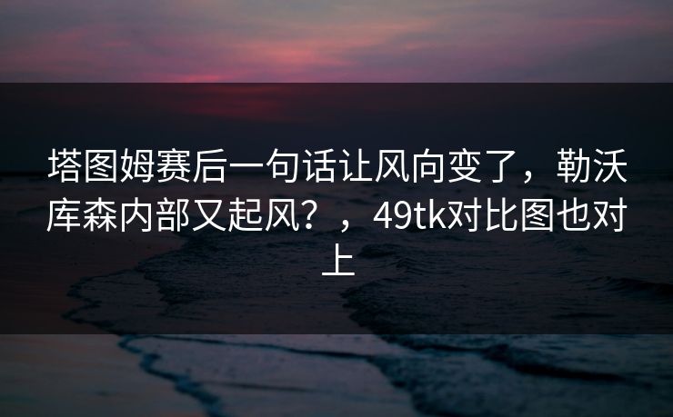 塔图姆赛后一句话让风向变了，勒沃库森内部又起风？，49tk对比图也对上