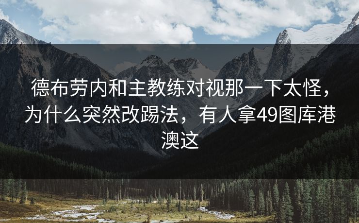 德布劳内和主教练对视那一下太怪，为什么突然改踢法，有人拿49图库港澳这