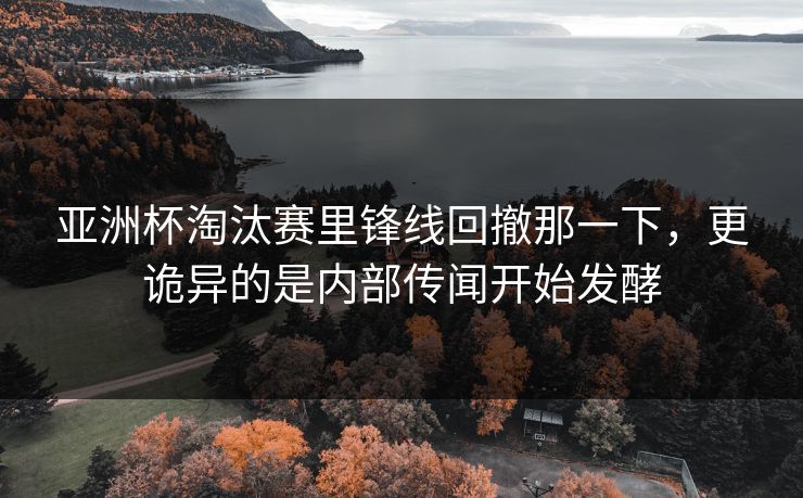 亚洲杯淘汰赛里锋线回撤那一下，更诡异的是内部传闻开始发酵