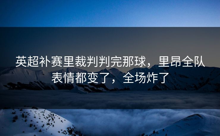 英超补赛里裁判判完那球，里昂全队表情都变了，全场炸了
