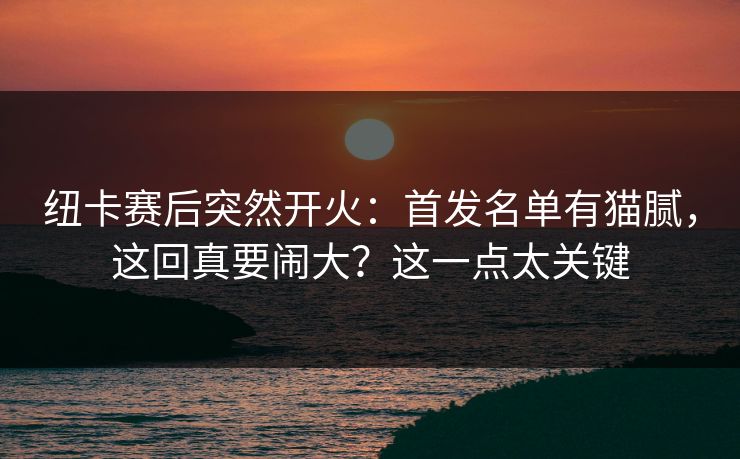 纽卡赛后突然开火:首发名单有猫腻,这回真要闹大?这一点太关键 纽卡赛后突然开火:首发名单有猫腻,这回真要闹大?这一点太关键
