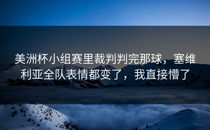 美洲杯小组赛里裁判判完那球，塞维利亚全队表情都变了，我直接懵了